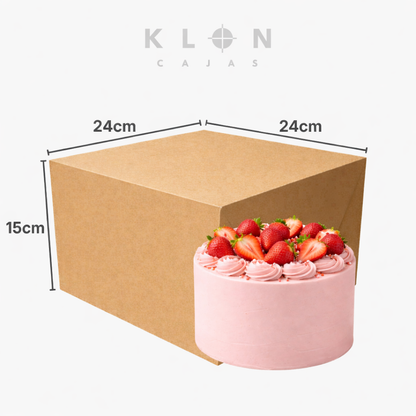 Caja para pastel una sola pieza 24x24x15 cm